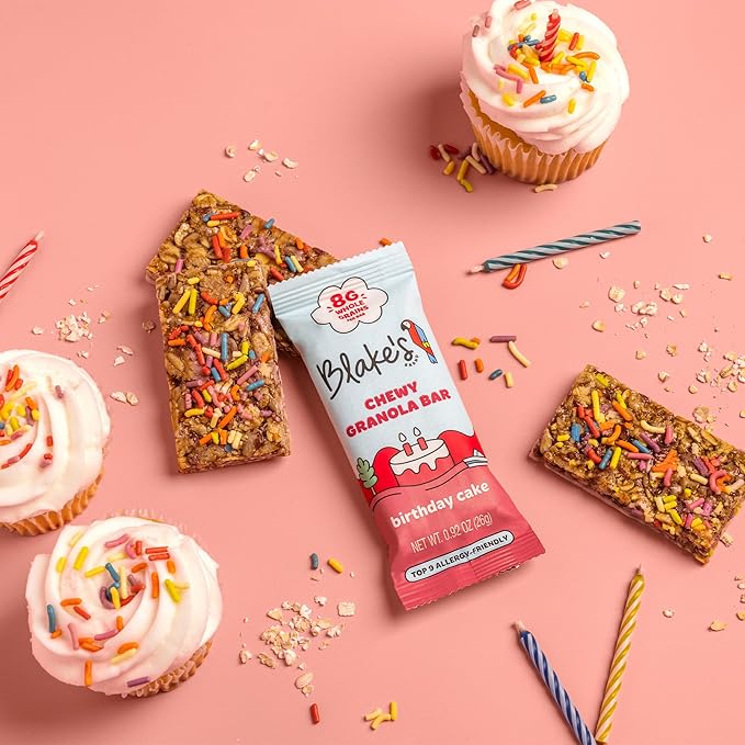 Blake’s Seed Based Chewy Granola Bars — Birthday Cake (24 Count), Vegan, Gluten Free, Nut Free & Dairy Free, Healthy Snacks for Kids or Adults, School Safe, Low Calorie Soy Free Snack