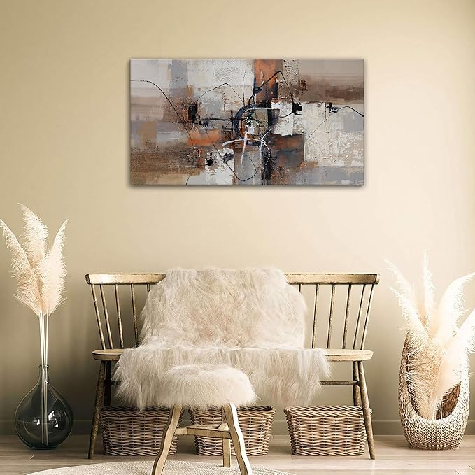 YDYSUNE Abstract Canvas Wall Art, Modern Wall Decor Painting, Brown Room Decorations, Orange Wall Art for Living Room, Bedroom, Office Artwork Wall Decor 20횞40IN