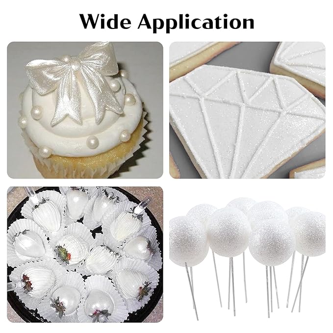 White Edible Glitter ??6g Luster Dust Drink Glitter, Food Grade Shimmer Powder for Cocktails, Cakes, Beverages, Chocolate & Candy