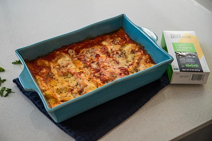 Fiber Gourmet Pasta - Light Lasagna Pasta - Low Net Carb, Fiber-Rich, Low Calorie, Healthy Pasta - Made in Italy, Kosher, Vegan, Non-GMO - 8 Oz, Pack of 6