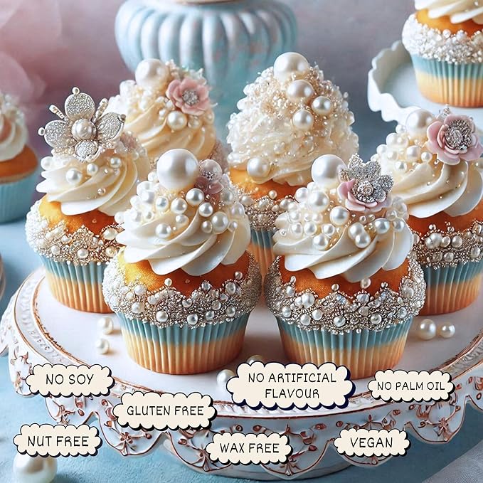 Confect Pearl White Cake Sprinkles ??Confect Love Disco Balls Mashup Edible Sprinkles for Cupcakes, Cakes & Cookies ??Elegant White Sugar Pearls & Decorative Toppings | Vegan, Gluten-Free, Nut-Free, Soy-Free, Dairy-Free, Palm Oil-Free- 4.2 Oz