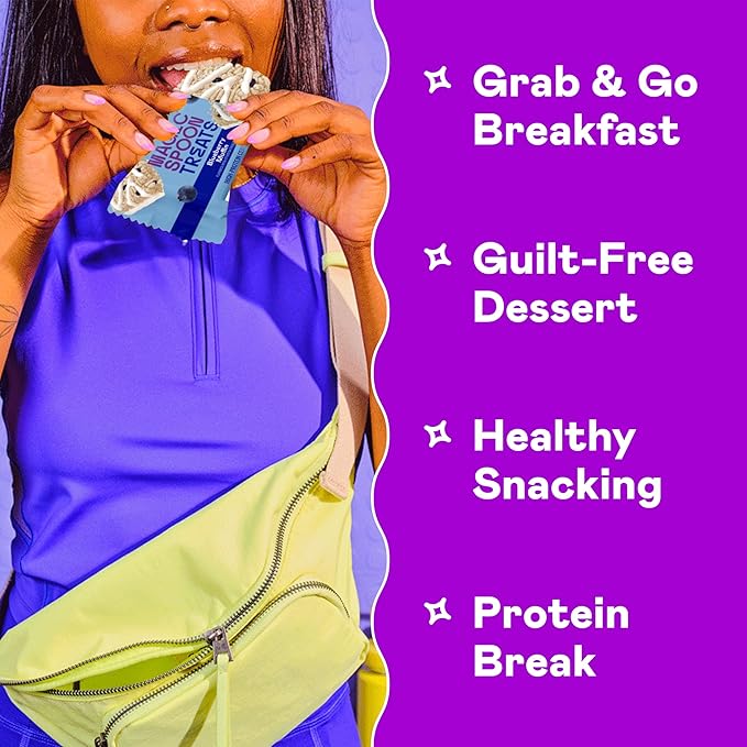 MAGIC SPOON Treats I High Protein Bars I Low Carb I Keto Friendly I 1g of Sugar I Gluten Free Crispy Treat I Cereal Bar & On-The-Go Healthy Snack (Blueberry Muffin, 8 Bars)