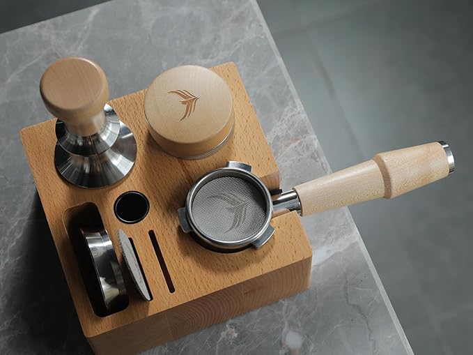 Espresso Tamping Station 54mm for Breville Accessories ??Portafilter Holder with Tamper, Distributor, Dosing Funnel, WDT Tool & Puck Screen Slots