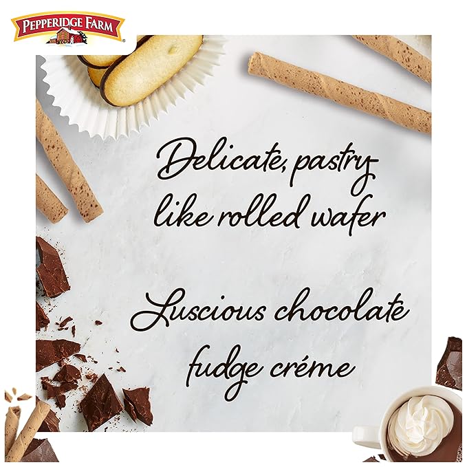 Pepperidge Farm Pirouette Cookies, Chocolate Fudge Créme Filled Wafers, 13.5 Oz Tin (Pack of 2)