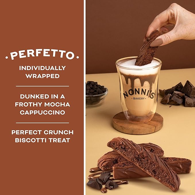 Nonni's Triple Chocolate Biscotti Italian Cookies - 6 Boxes Triple Chocolate Italian Biscotti Cookies w/Dark Chocolate - Biscotti Individually Wrapped Cookies - Kosher Chocolate Coffee Cookie 6.88 oz
