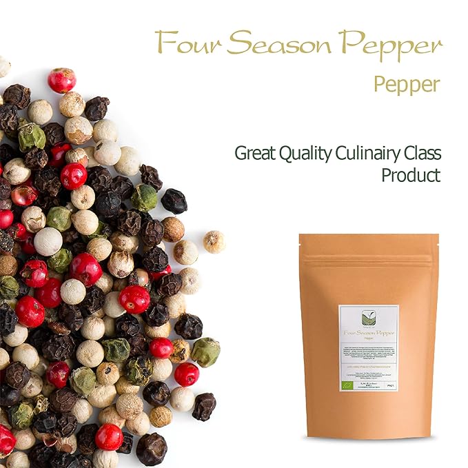Four Peppercorn Rainbow Blend Organic - Pepper Blend For Grinder - Peppercorn Multi Colored Mix Gourmet Melange 4 Peppercorn Blend Rainbow Peppercons For Grinder Organic Peppercorn Melange