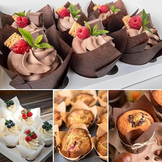 200 Pcs Tulip Cupcake Liners Cupcake Wraps for Wedding and Parties Christmas Muffin Tin Liners for Cupcakes
