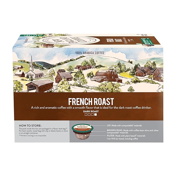New England Coffee French Roast Dark Roast Single Serve Pods, 12ct Box (Pack of 6)