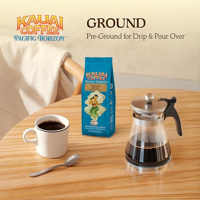 Kauai Hawaiian Ground Coffee, Koloa Estate Medium Roast (10 Ounce) - Gourmet Arabica Coffee From Hawaii's Largest Coffee Grower, Bold, Rich Blend