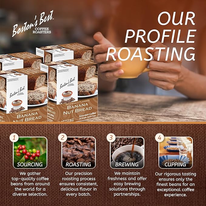 Bostonโs Best - Banana Nut Bread Flavored Delicious Gourmet Coffee Compatible with Keurig Coffee Maker, 24 Count (Pack of 4)