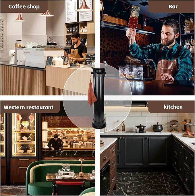 Knock Box for Espresso Grounds, 18L Floor Standing Grounds Bucket with Towel and Garbage Bags for Barista Coffee Shop Bar,Coffee Knock Box for Barista Shop Bar (A)