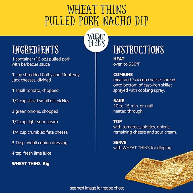 Wheat Thins BIG Snacks, Whole Grain Wheat Crackers, Bulk Snack Crackers, 6 - 8 oz Boxes