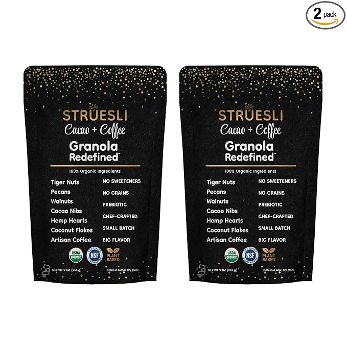 Struesli - Organic Cacao + Coffee Granola Redefined | No Added Sweeteners, No Grains | Keto & Paleo Friendly | Gluten-Free, Grain-Free | Healthy Adult Snack | High-Fiber, Nutrient-Rich, Satisfying Crunch