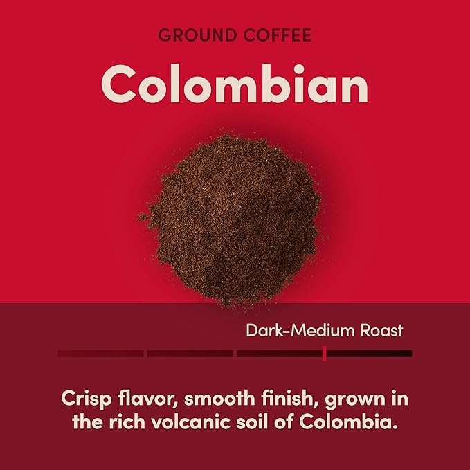 Tim Hortons Colombian, Medium-Dark Roast Ground Coffee, Perfectly Balanced, Always Smooth, Made with 100% Arabica Beans, 12 Ounce Bag