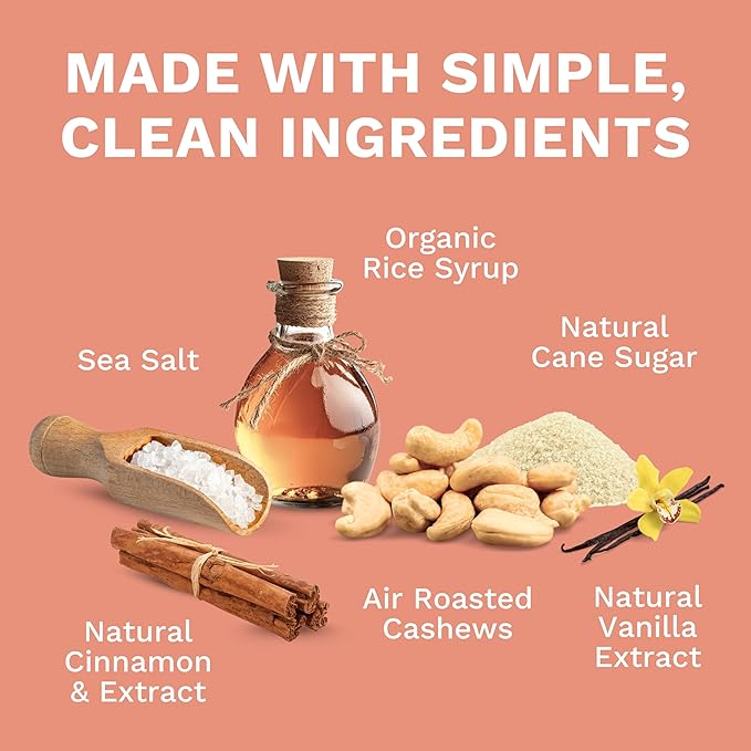 Cinnamon Wrapped Whole Cashews by Karma Nuts, Sweet & Savory, Air Roasted with Natural Skins, 2X more Fiber, Peanut-Free Facility, Kosher, Everyday Nut Snack, 7oz Resealable Bag