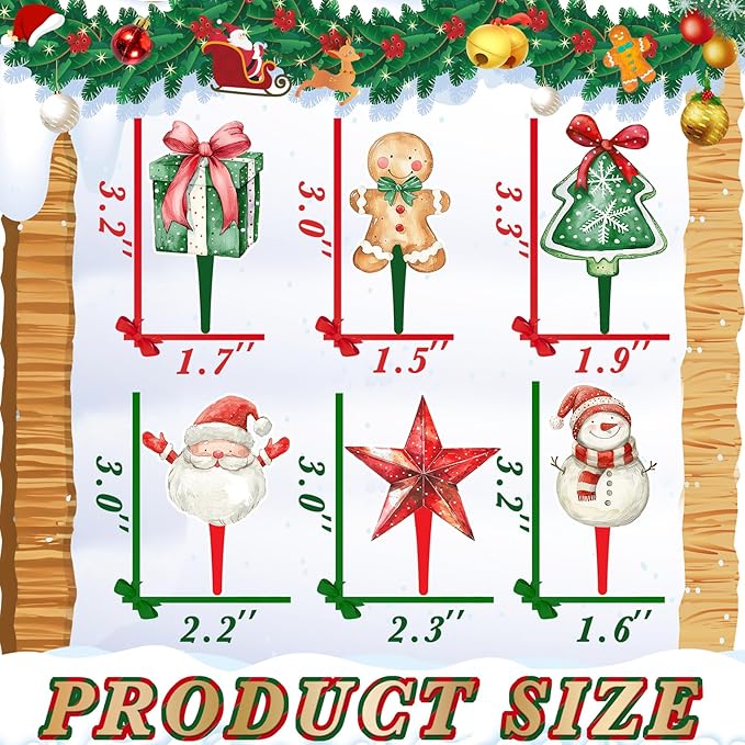 48 Pcs Christmas Cupcake Toppers - Festive Party Decorations for Christmas-Themed Birthdays, Baby Showers, and Holiday Cakes