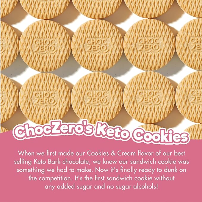 ChocZero Strawberry Creme Dunkies, Gluten Free, Low Sugar, Keto Strawberry Vanilla Sandwich Cookies, 9 oz