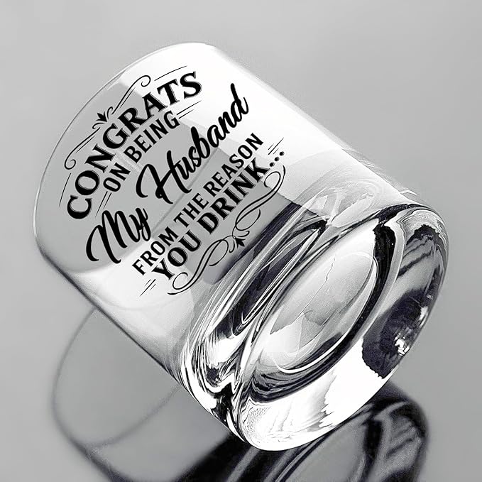 NewEleven Gifts For Husband - Husband Anniversary, Birthday Gift, Meaningful Gift For Him - Funny Gifts, Whiskey Present For Husbands From Wife, Her - Whiskey Glass