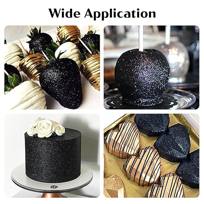 Black Edible Glitter ??6g Luster Dust Drink Glitter, Food Grade Shimmer Powder for Cocktails, Cakes, Beverages, Chocolate & Candy