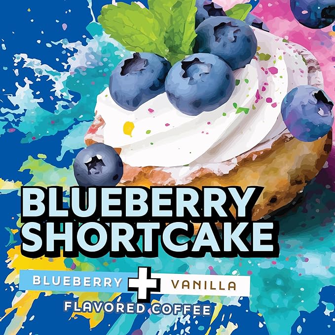 Java Factory Blueberry Shortcake Flavored Ground Coffee Bag ??Blueberry and Vanilla Cream Brew, Made with 100% Arabica Beans - Flavor Enhanced, 10 Oz