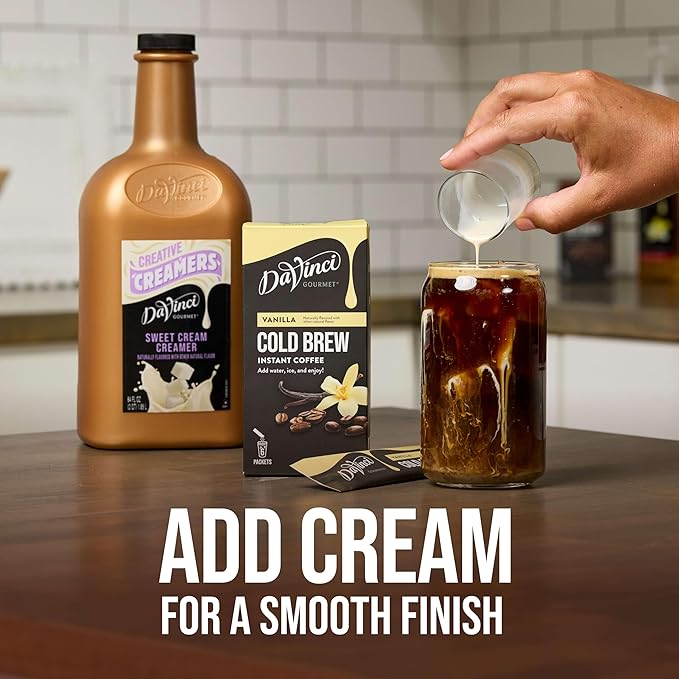 DaVinci Gourmet Slightly Sweet Cold Brew Stick Pack, Instant Coffee Powder, 6 Count (Pack of 1)