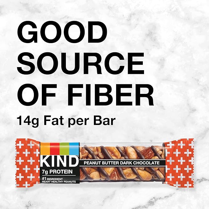 KIND Nut Bars, Peanut Butter Dark Chocolate, Healthy Snacks, Gluten Free, 8g Protein, 24 Count (Pack of 2)