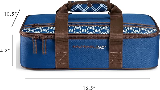 Rachael Ray Lasagna Lugger, Thermal Insulated Casserole Carrier for Hot or Cold Food, Lugger Tote for Potluck, Parties, Picnic, and Cookouts, Fits 9" x 13" Baking Dish