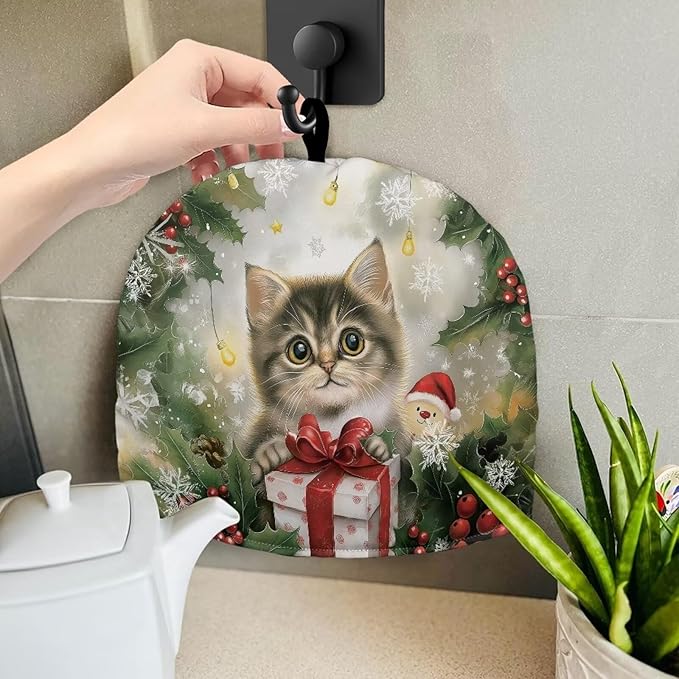 Christmas Cat Small Tea Pot Cozy Cover Teapot Insulation Cover for Extra Thick Wadding Tea Kettle Dust Cover for Housewife Tea Cosy for Teapot Home Kitchen Decorative Tea Cozies