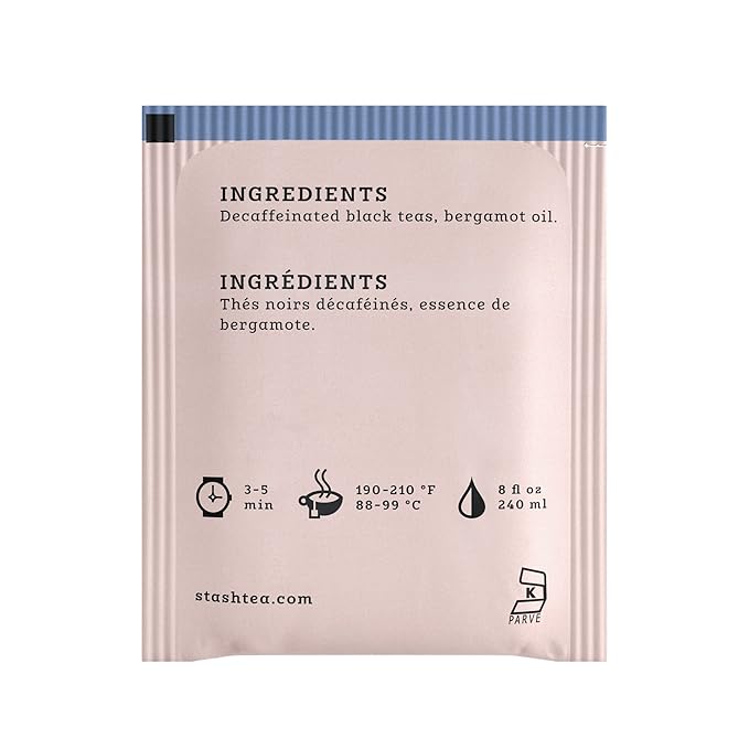 Stash Tea Decaf Earl Grey Black Tea - Decaf, Non-GMO Project Verified Premium Tea with No Artificial Ingredients, 18 Count (Pack of 6) - 108 Bags Total