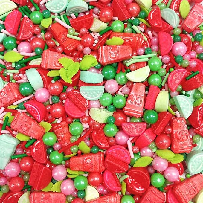 Sentovac Summer Watermelon Sprinkle Edible Cake Decorating Watermelon Peals Mix Sprinkle for Cake Cupcake Topper Cookie Baking Decorations Party Birthday Supplies