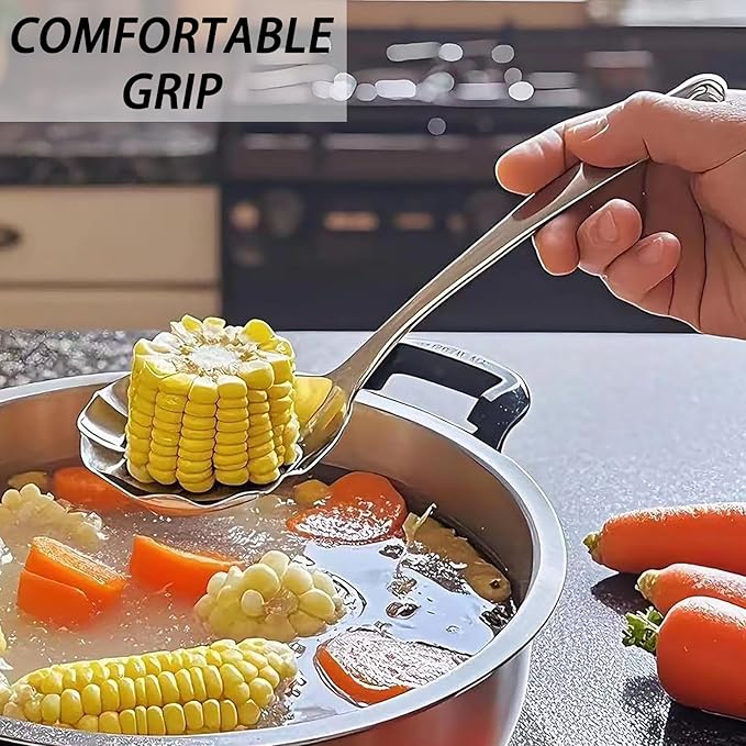 Large Serving Spoon,9" Serveware Spoons Set,Stainless Steel Catering Serving Utensils for Party Buffet Dinner Banquet Cooking Kitchen Basics,Dishwasher Safe(Silver)