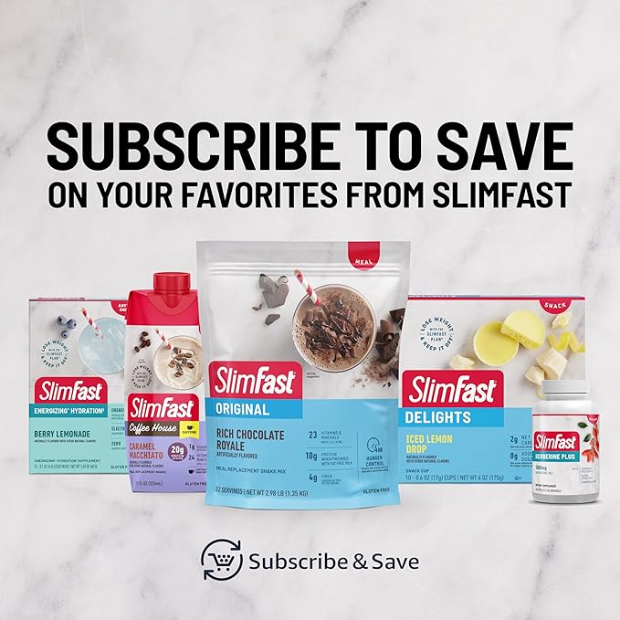SlimFast High Protein Fruit Powder, Triple Berry Vanilla, Protein Powder Meal Replacement, 21 Servings, + SlimFast Hydration Packets, Electrolytes, Interrmittent Fasting, Apple Cider Vinegar, 12 Count