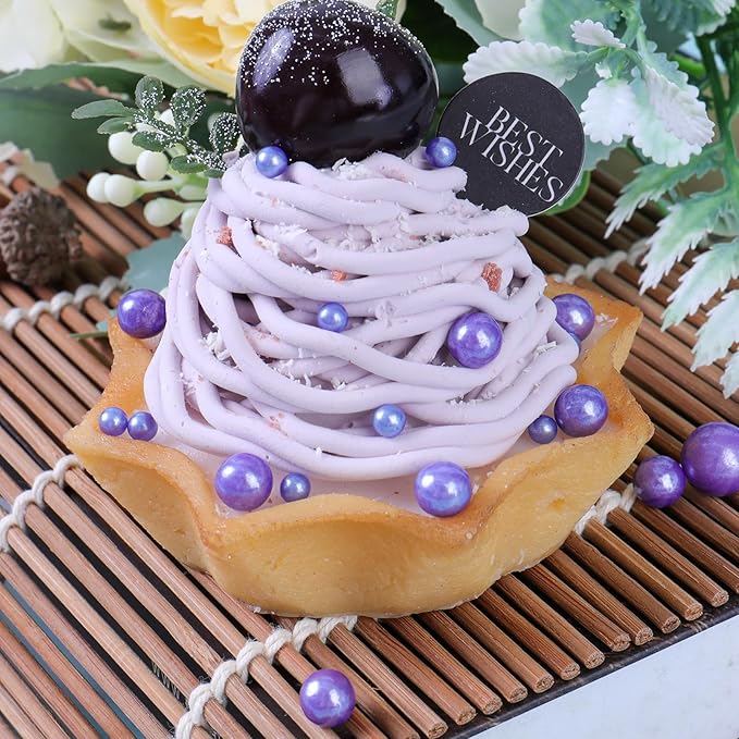 Purple Sprinkles for Cake Decorating, Pearl Sugar in Mix Sizes 130g/4.6oz, Baking Cupcakes, Donuts, Macarons Baking Toppings, Wedding Celebration Birthday Party Supplies