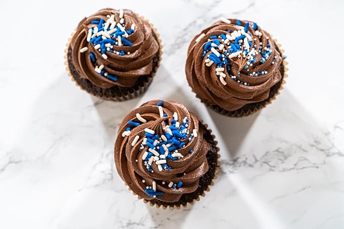 Bakerpan Blue and White Nonpareils Sprinkles - 7 Ounces Sprinkles For Cake Decorating - Edible Nonpareils For Cupcakes, Ice Cream, Cake Decorations (Made in USA)