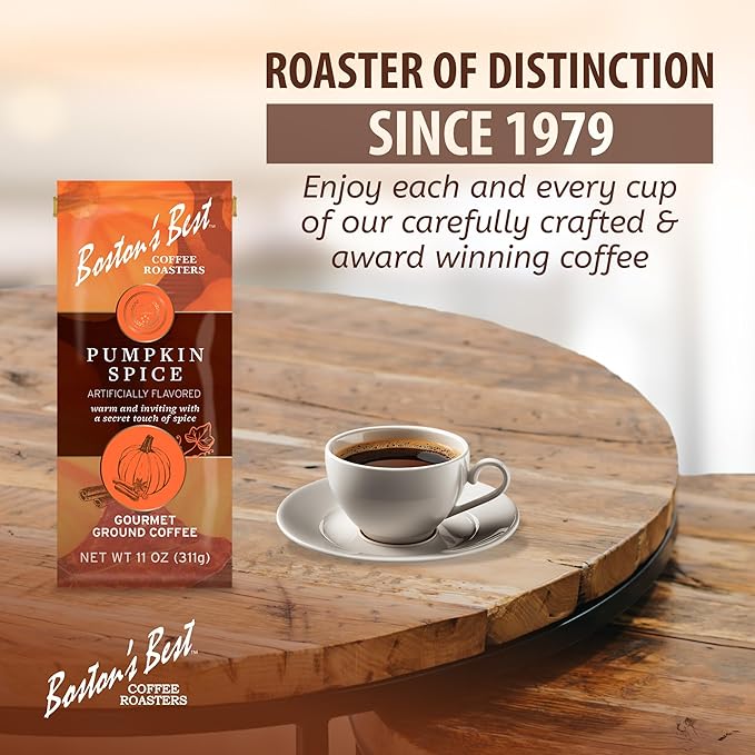 Boston???Best Gourmet Ground Coffee ??Pumpkin Spice Flavored Coffee ??Medium Roast ??11 oz
