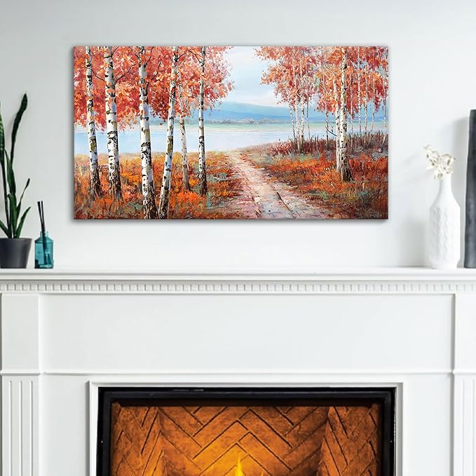 YDYSUNE Landscape Nature Wall Art - Forest Artwork for Walls - Scenery Canvas Wall Art - Orange Painting for Living Room - Farmhouse Decor - Wall Pictures for Bedroom 20횞40IN