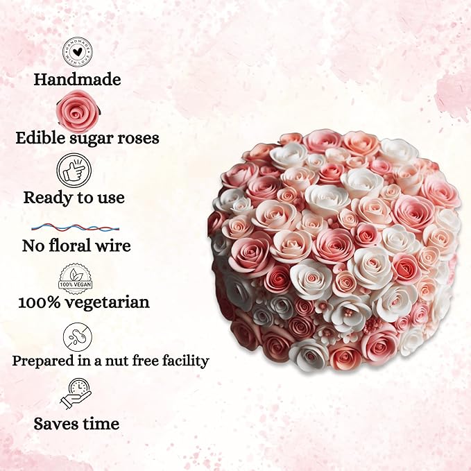 Confect Edible Flower | Edible Flower for cake decorations | Edible Flower Cupcake Toppers | | Cupcakes & Doughnut Edible Toppers | Ombre -3 -Vegan, Gluten-Free, Soy-Free, Dairy-Free, Palm Oil-Free -Pack of 12