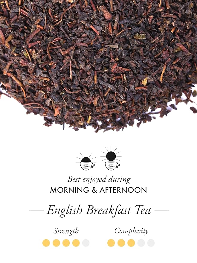 TWG Tea | English Breakfast Tea | Black Tea | Floral Undertones | 15 Hand Sewn Cotton Teabags | Gift Set