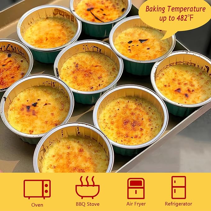 Red Cupcake Liners Muffin Tins 50 Pack,Free-Air 5oz Aluminum Foil Baking Cups with Lids,Disposable Ramekins Cupcake Pans,Jumbo Muffin Liners Cupcake Cups for Custard Mini Pie,with 50 Spoons-Red