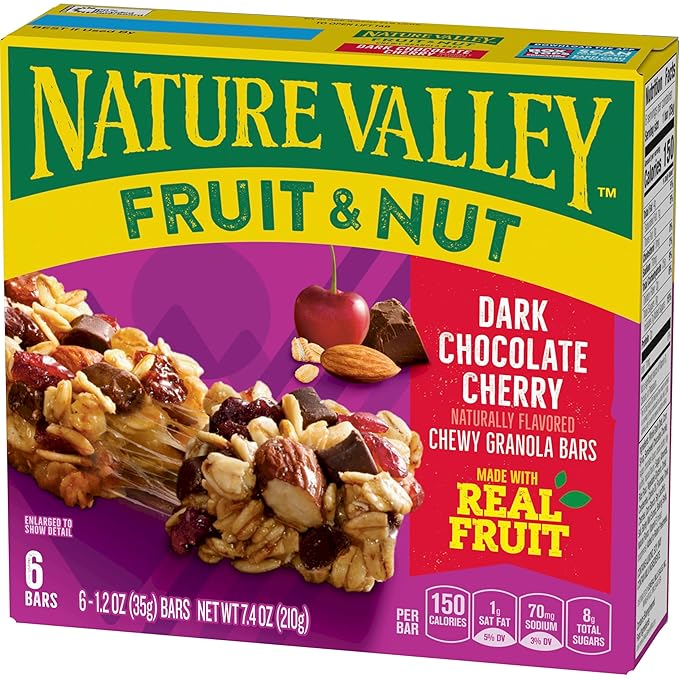 Nature Valley Fruit and Nut Granola Bars, Dark Chocolate Cherry, 6 ct, 7.4 OZ