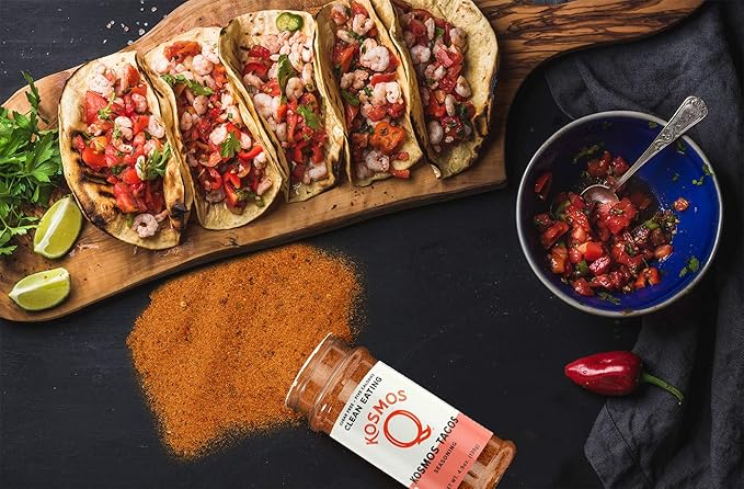 Kosmos Q Taco Seasoning, Bold Natural Fajita & Taco Spice Mix for Beef, Chicken, Pork & Veggies, with Smoked Paprika, Garlic, Cumin & Fennel Seed, Sugar-Free, Paleo & Keto Friendly, 4.9 Oz Bottle