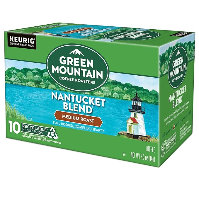 Green Mountain Coffee Roasters Nantucket Blend, Keurig Single Serve K-Cup Pods, Medium Roast Coffee, 60 Count, (6 Packs of 10)