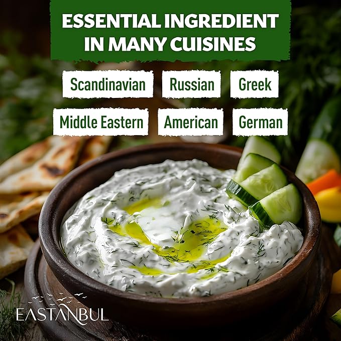Eastanbul Dill Weed, 2.5oz Dried Dill Weed, Eneldo En Povlo, Pure, Freshly Cut, Sifted, Mediterranean Seasoning, Exquisitely Fragrant, Pairs with Salads, Dips, Soups, Seafood and More