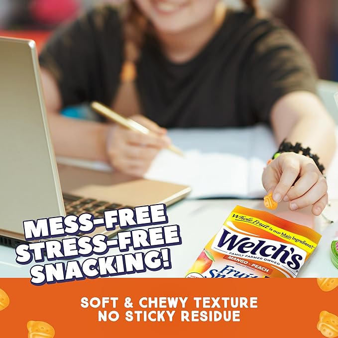Welch's Fruit Snacks, Mango Peach Snack Box, Gluten Free, 5oz Snack Packs (Pack of 12)