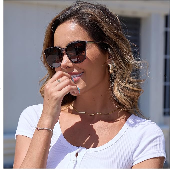 DUCO Oversized Polarized Sunglasses Womens Trendy Mirrored Shades Retro Round Vintage Light Weight UV400 Sun Glasses W016