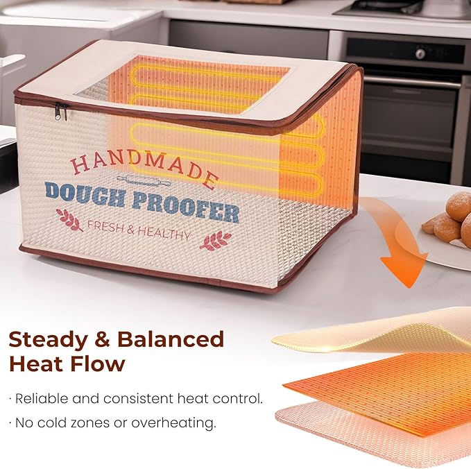 Folding Dough Proofer Box with Temp Control (50-130?? & 24H Timer, Extra Large Bread Proofing Box for Sourdough, Pizza, Yogurt, Seed Starting, 3D Filament Drying, Space-Saving & Easy to Use