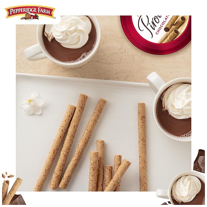 Pepperidge Farm Pirouette Cookies, Chocolate Fudge Créme Filled Wafers, 13.5 Oz Tin (Pack of 2)