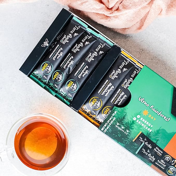 Organic Raw Honey Sachets 24 units by Terra Andes Plus - Ideal for Travel, Sports, Superfood Snacks and On-the-Go Daily Wellness - Ulmo Rainforest / Patagonia Mountain APF 150 - raw honey organic unfiltered