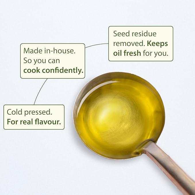 Gramiyaa Cold Pressed Virgin Peanut Oil for Cooking | 33.81 FL OZ (1L) | 100% Pure, Chemical Free, Wood Pressed Groundnut Oil