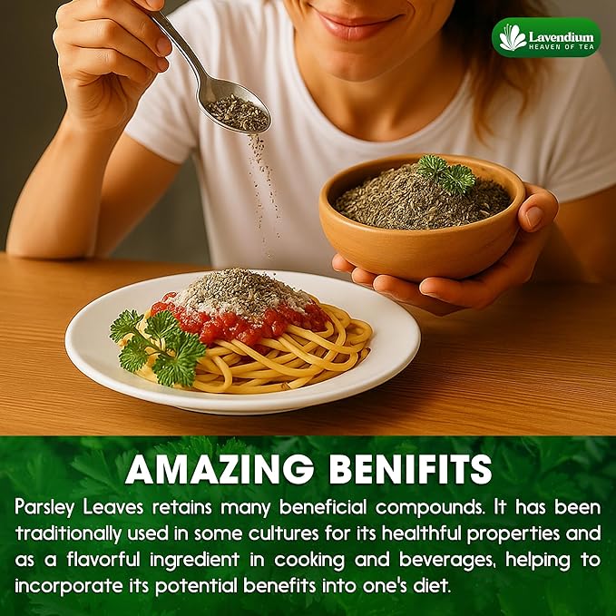 Lavendium, 4 oz Premium Dried Parsley Leaves ??100% Pure, Non-GMO, Gluten-Free, Vegan ??Aromatic Culinary Herb for Cooking, Garnish, and Seasoning ??No Additives or Preservatives ??Resealable Bag